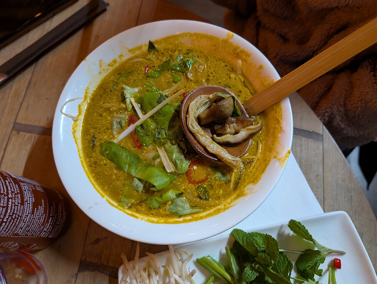Golden curry bowl with Thai basil